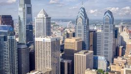 Downtown Philadelphia's tallest towers, Pennsylvania Aerial Stock Photos | AXP079_000_0009F