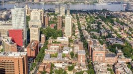 Apartment and office buildings around Washington Square in Downtown Philadelphia, Pennsylvania Aerial Stock Photos | AXP079_000_0010F