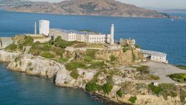 The main building and lighthouse of Alcatraz, San Francisco, California Aerial Stock Photos | DCSF05_025.0000020