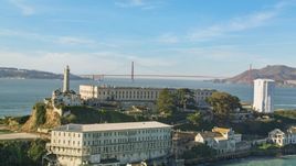 Alcatraz with the Golden Gate Bridge in the far distance, San Francisco, California Aerial Stock Photos | DCSF05_029.0000240