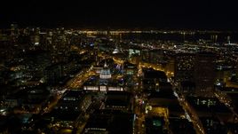 San Francisco City Hall and Civic Center in San Francisco, California, night Aerial Stock Photos | DCSF06_008.0000232
