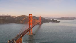 Golden Gate Bridge, Marin Headlands in the background, San Francisco, California, sunset Aerial Stock Photos | DCSF07_052.0000301