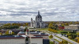 A view of the Cathedral of Saint Paul in Saint Paul, Minnesota Aerial Stock Photos | DXP001_000380