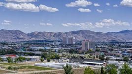 A view of the Grand Sierra and Ramada hotels in Reno, Nevada Aerial Stock Photos | DXP001_004_0002