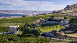 The amphitheater and stage at Maryhill Winery in Goldendale, Washington Aerial Stock Photos | DXP001_018_0032