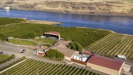 The Maryhill Winery amphitheater stage, main building, Columbia River in Goldendale, Washington Aerial Stock Photos | DXP001_019_0006