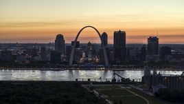 Downtown St. Louis, Missouri across the river at twilight Aerial Stock Photos | DXP001_030_0006