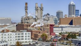 A brick factory with smoke stacks in Indianapolis, Indiana Aerial Stock Photos | DXP001_089_0010
