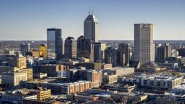 Salesforce Tower skyscraper and skyline of Downtown Indianapolis, Indiana Aerial Stock Photos | DXP001_091_0002