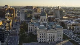 A view of the Indiana State House in Downtown Indianapolis, Indiana Aerial Stock Photos | DXP001_091_0009