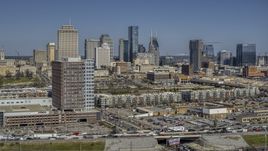 The city's skyline seen from office building and apartment complexes in Downtown Nashville, Tennessee Aerial Stock Photos | DXP002_113_0004