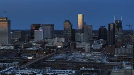 The city's skyline at twilight in Downtown Nashville, Tennessee Aerial Stock Photos | DXP002_115_0004