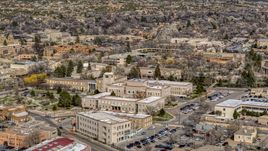 The Bataan Memorial Building in Santa Fe, New Mexico Aerial Stock Photos | DXP002_129_0019