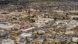 The Bataan Memorial Building near the state capitol, Santa Fe, New Mexico Aerial Stock Photos | DXP002_130_0002