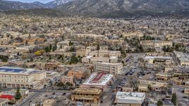 The Bataan Memorial Building near New Mexico State Capitol building, Santa Fe, New Mexico Aerial Stock Photos | DXP002_130_0006