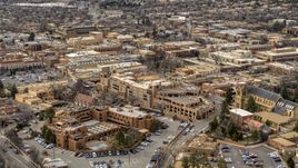 Two downtown hotels in Santa Fe, New Mexico Aerial Stock Photos | DXP002_130_0010