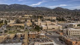 The Bataan Memorial Building and the state capitol in Santa Fe, New Mexico Aerial Stock Photos | DXP002_131_0003