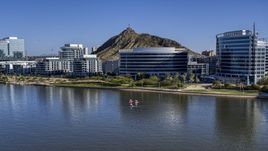 A riverfront condominium complex and modern office buildings in Tempe, Arizona Aerial Stock Photos | DXP002_142_0007