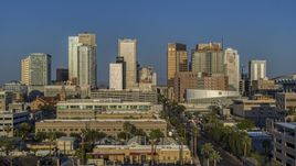 The city's skyline at sunset in Downtown Phoenix, Arizona Aerial Stock Photos | DXP002_143_0004