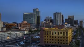 High-rise office buildings at twilight, Downtown Phoenix, Arizona Aerial Stock Photos | DXP002_143_0009