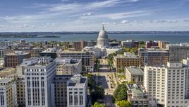 The capitol dome and office buildings, Madison, Wisconsin Aerial Stock Photos | DXP002_158_0004