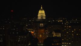 A view of the capital dome at night, Madison, Wisconsin Aerial Stock Photos | DXP002_162_0004