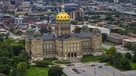 The front of the Iowa State Capitol in Des Moines, Iowa Aerial Stock Photos | DXP002_166_0005