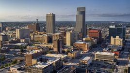 The city's skyscrapers in Downtown Omaha, Nebraska Aerial Stock Photos | DXP002_170_0006