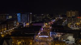 Busy Beale Street at nighttime, Downtown Memphis, Tennessee Aerial Stock Photos | DXP002_188_0002