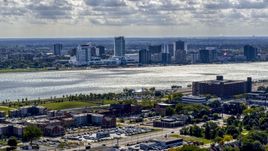 The skyline of Windsor, Ontario, Canada across the Detroit River Aerial Stock Photos | DXP002_194_0010