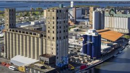 A riverfront grain elevator in Buffalo, New York Aerial Stock Photos | DXP002_201_0002