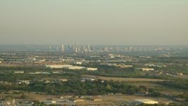 HD aerial stock footage of the distant skyline of Downtown Austin, Texas Aerial Stock Footage | AF0001_000124