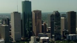 HD aerial stock footage flyby city high-rises in Downtown Houston, Texas Aerial Stock Footage | AF0001_000264