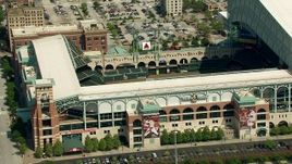 HD aerial stock footage of Minute Maid Park in Downtown Houston, Texas Aerial Stock Footage | AF0001_000267