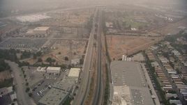 HD aerial stock footage of Sylmar Converter Station and the Barry J. Nidors Juvenile Hall on San Fernando Road, Sylmar, California Aerial Stock Footage | AF0001_000354