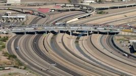 HD aerial stock footage of heavy traffic on the Bridge of the Americas on the border between El Paso, Texas, and Juarez, Mexico Aerial Stock Footage | AF0001_000934