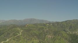 5K aerial stock footage of Green Verdugo Mountains and hillside homes in Burbank, California Aerial Stock Footage | AF0001_000971