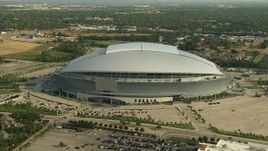 1080 aerial stock footage orbiting the side of AT&T Stadium, Arlington, Texas Aerial Stock Footage | AI05_DAL_09