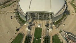 1080 aerial stock footage tilt and pull back to view of the front of AT&T Stadium, Arlington, Texas Aerial Stock Footage | AI05_DAL_10