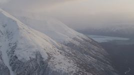 4K aerial stock footage Chugach Mountain peaks, approaching Knik Glacier, Chugach National Forest, Alaska Aerial Stock Footage | AK0001_0019