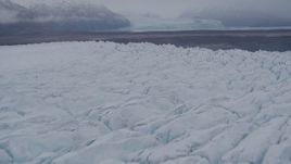 4K aerial stock footage flying low over Knik Glacier, approach end of glacier, Knik Glacier, Alaska Aerial Stock Footage | AK0001_0034