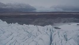 4K aerial stock footage flying low over the Knik Glacier, approaching second glacier, Knik Glacier, Alaska Aerial Stock Footage | AK0001_0035