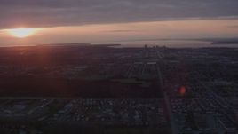 4K aerial stock footage approaching Downtown Anchorage, Alaska, sunset Aerial Stock Footage | AK0001_0102