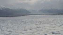4K aerial stock footage Knik Glacier, Inner Lake George, Chugach Mountains, Knik Glacier, Alaska Aerial Stock Footage | AK0001_0143