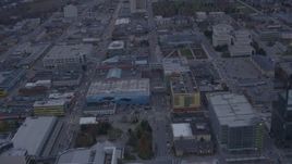 4K aerial stock footage Alaska Center for the Performing Arts, Merrill Field, Downtown Anchorage, Alaska Aerial Stock Footage | AK0001_0174