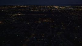 4K aerial stock footage approaching downtown buildings, Anchorage, Alaska, night Aerial Stock Footage | AK0001_0195