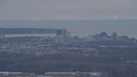 4K aerial stock footage flying by Downtown, Anchorage, Alaska Aerial Stock Footage | AK0001_0240