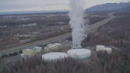 4K aerial stock footage a power plant, Anchorage, Alaska Aerial Stock Footage | AK0001_0246