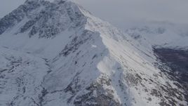 4K aerial stock footage approaching snowy ridge, Chugach Mountains, Alaska Aerial Stock Footage | AK0001_0258