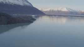 4K aerial stock footage a seaplane on the lake, Chugach Mountains, Inner Lake George, Alaska Aerial Stock Footage | AK0001_0283